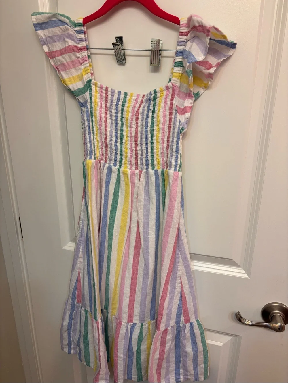 GAP Girls' Pastel Rainbow Stripe Sundress - White Multicolor